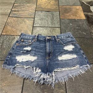 Aeropostale Distressed Dark Blue Denim Cutoff Shorts